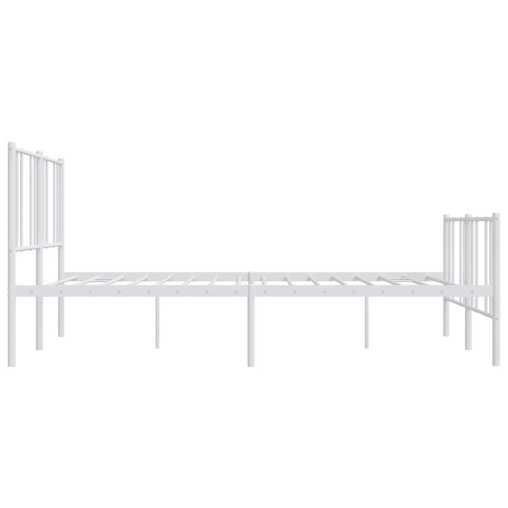 vidaXL Metal Bed Frame without Mattress with Footboard White 183x213cm