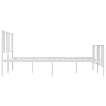 vidaXL Metal Bed Frame without Mattress with Footboard White 183x213cm