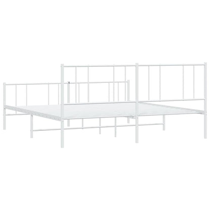 vidaXL Metal Bed Frame without Mattress with Footboard White 183x213cm