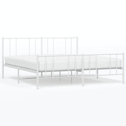 vidaXL Metal Bed Frame without Mattress with Footboard White 200x200cm