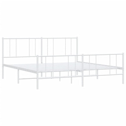 vidaXL Metal Bed Frame without Mattress with Footboard White 200x200cm