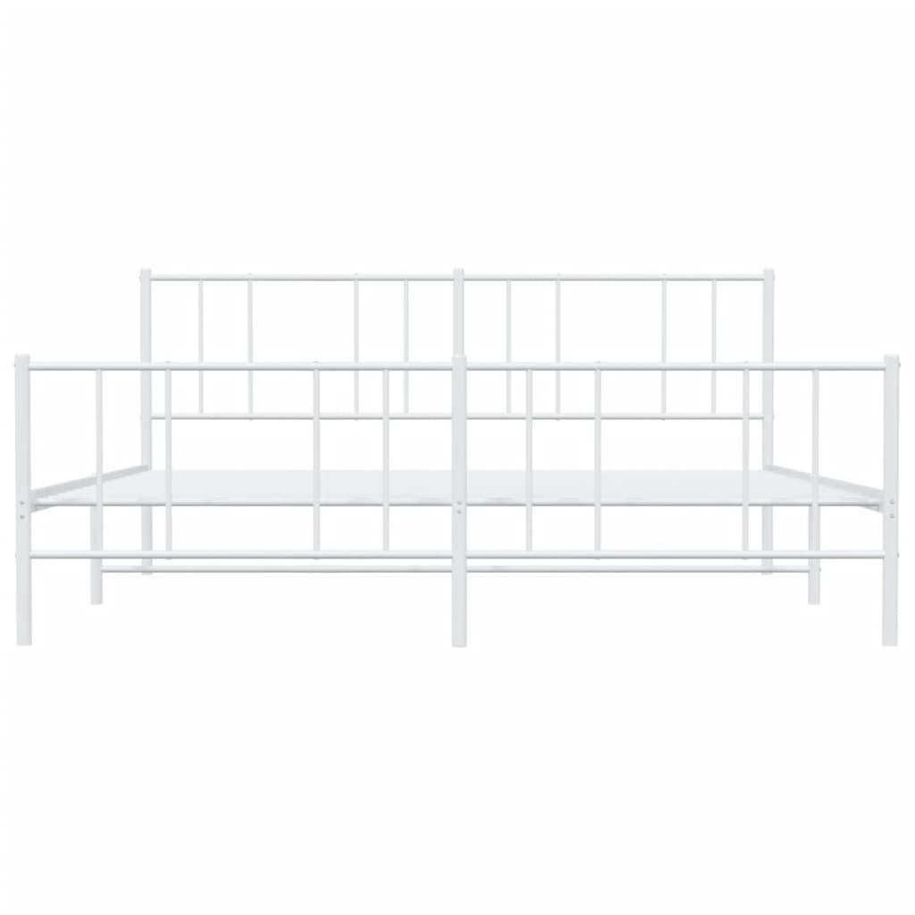 vidaXL Metal Bed Frame without Mattress with Footboard White 200x200cm