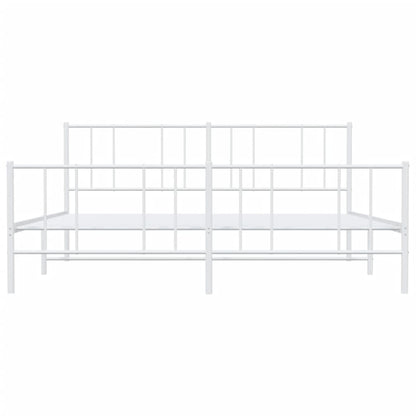 vidaXL Metal Bed Frame without Mattress with Footboard White 200x200cm