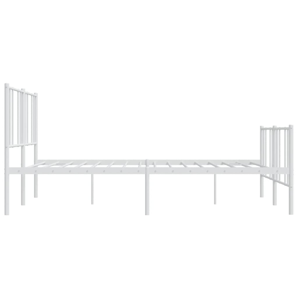 vidaXL Metal Bed Frame without Mattress with Footboard White 200x200cm