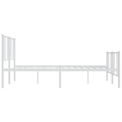 vidaXL Metal Bed Frame without Mattress with Footboard White 200x200cm