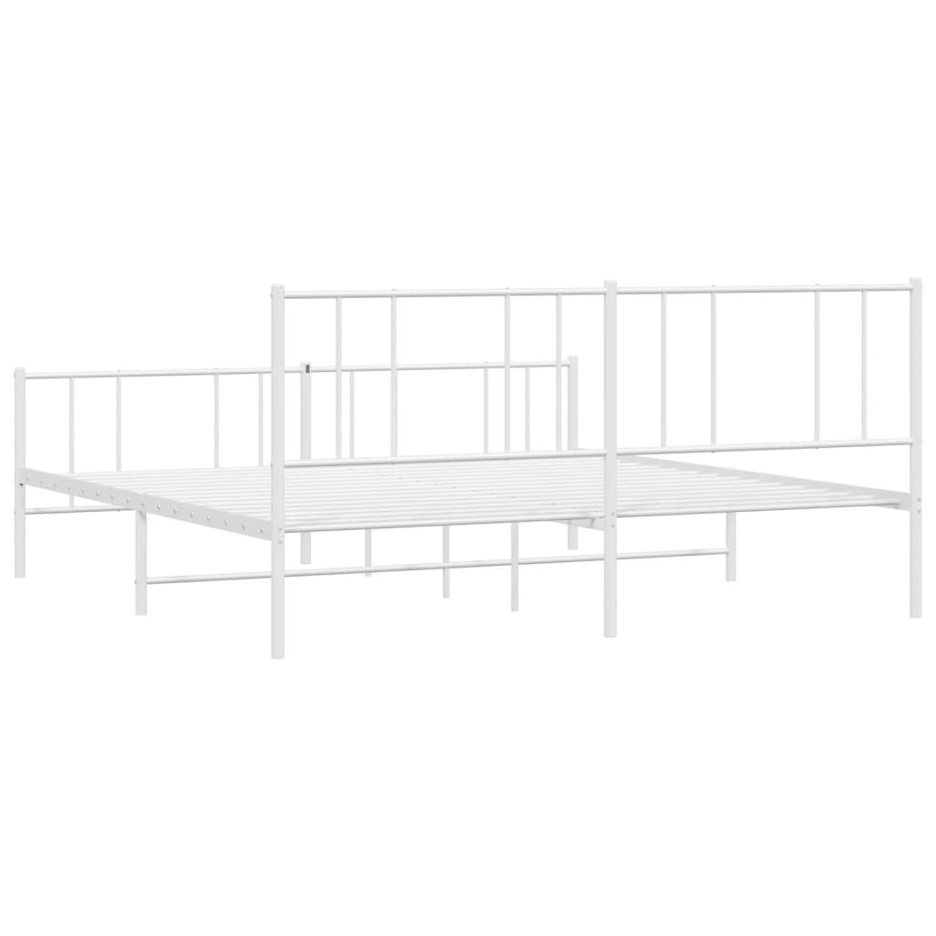 vidaXL Metal Bed Frame without Mattress with Footboard White 200x200cm