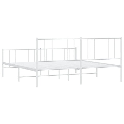 vidaXL Metal Bed Frame without Mattress with Footboard White 200x200cm