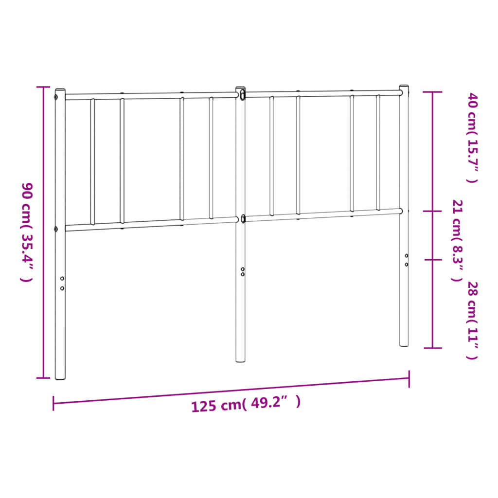vidaXL Headboard | White | Powder-Coated Steel