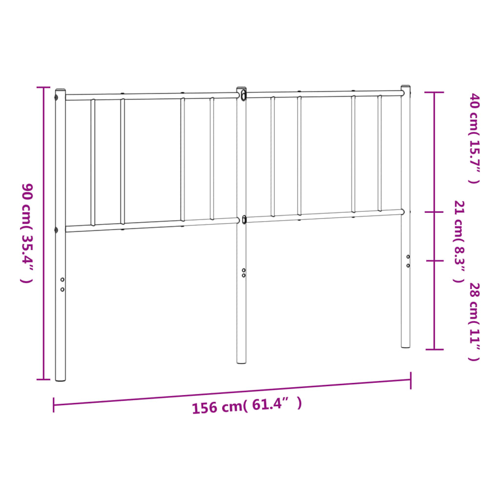 vidaXL Metal Replace Headboard White 150 cm