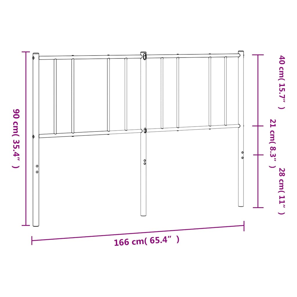 vidaXL Headboard | White | Steel | Double | Headboard | Rectangular