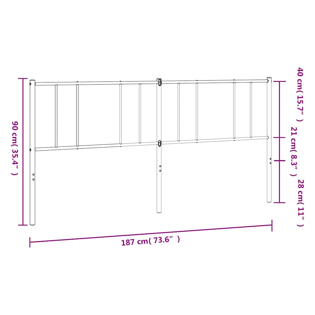 vidaXL Metal Replace Headboard White 180 cm