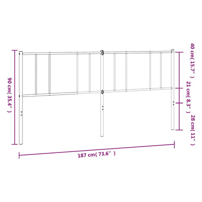 vidaXL Metal Replace Headboard White 180 cm
