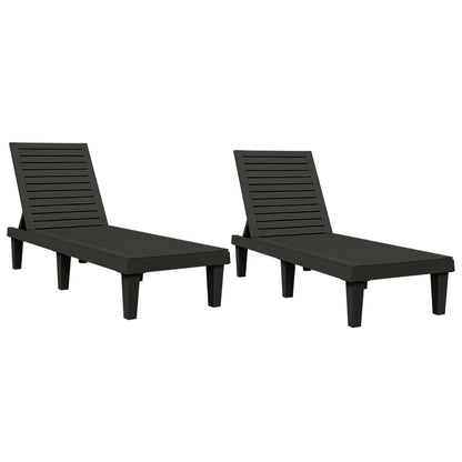 vidaXL Sun Lounger | Set of 2 | Black | Polypropylene | Medium | Modern