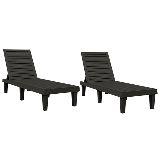 vidaXL Sun Lounger | Set of 2 | Black | Polypropylene | Medium | Modern