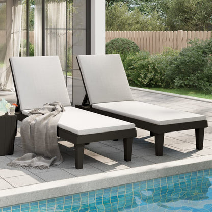 vidaXL Sun Lounger | Set of 2 | Black | Polypropylene | Medium | Modern