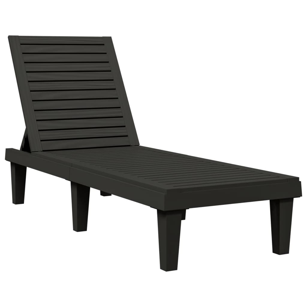 vidaXL Sun Lounger | Set of 2 | Black | Polypropylene | Medium | Modern