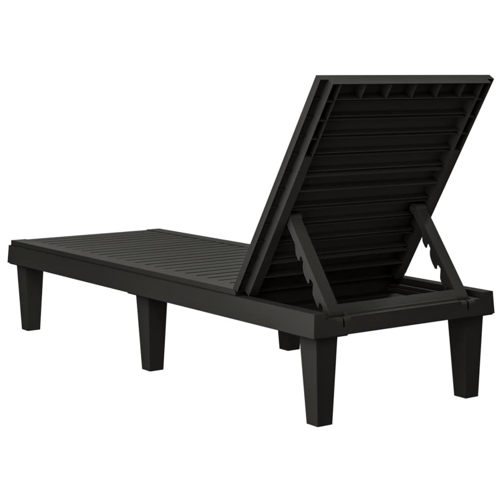 vidaXL Sun Lounger | Set of 2 | Black | Polypropylene | Medium | Modern