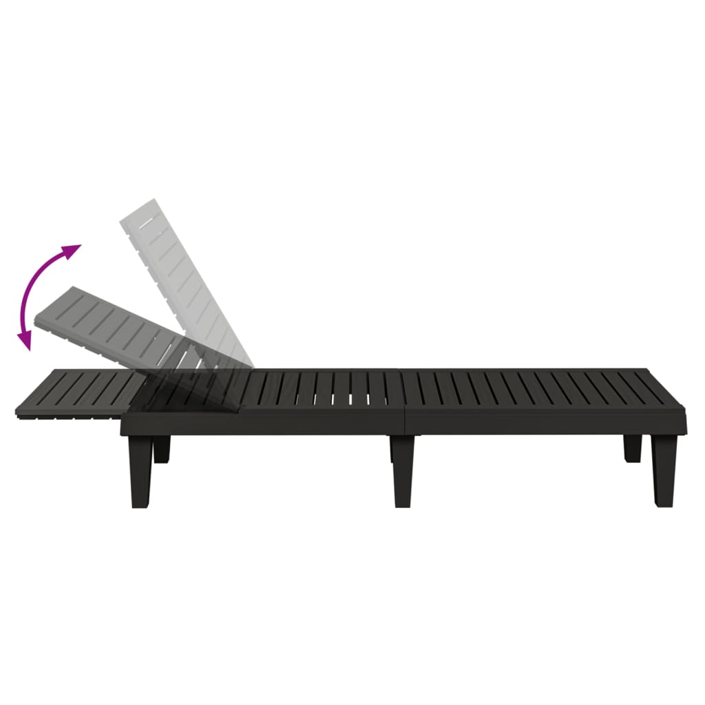vidaXL Sun Lounger | Set of 2 | Black | Polypropylene | Medium | Modern