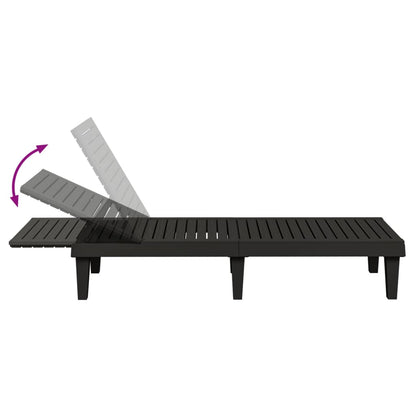 vidaXL Sun Lounger | Set of 2 | Black | Polypropylene | Medium | Modern