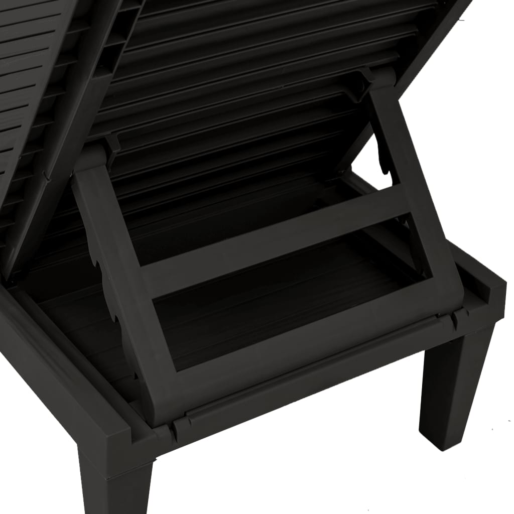 vidaXL Sun Lounger | Set of 2 | Black | Polypropylene | Medium | Modern