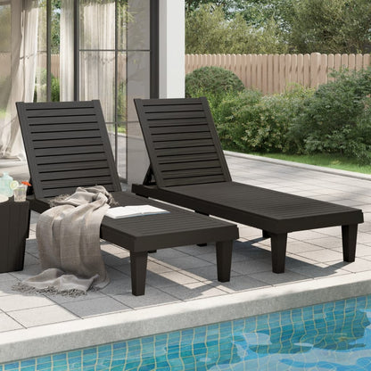 vidaXL Sun Lounger | Set of 2 | Black | Polypropylene | Medium | Modern
