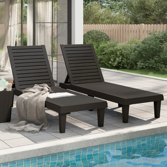 vidaXL Sun Lounger | Set of 2 | Black | Polypropylene | Medium | Modern