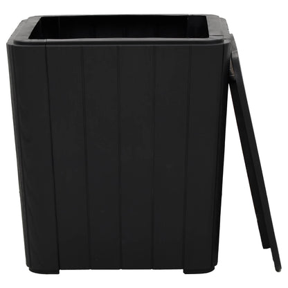 vidaXL Garden Table with Removable Lid Black Polypropylene