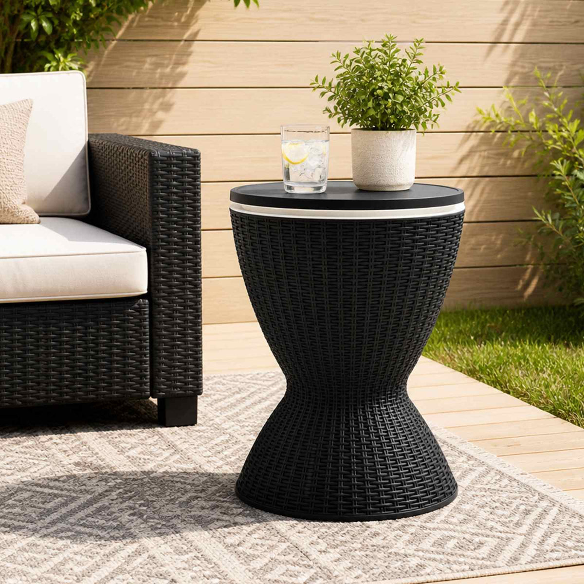 vidaXL 3-in-1 Ice Cooler Table Black Polypropylene
