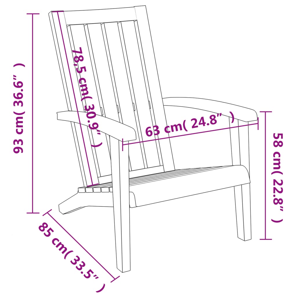vidaXL Garden Adirondack Chair | Black | Polypropylene (PP) | Standard