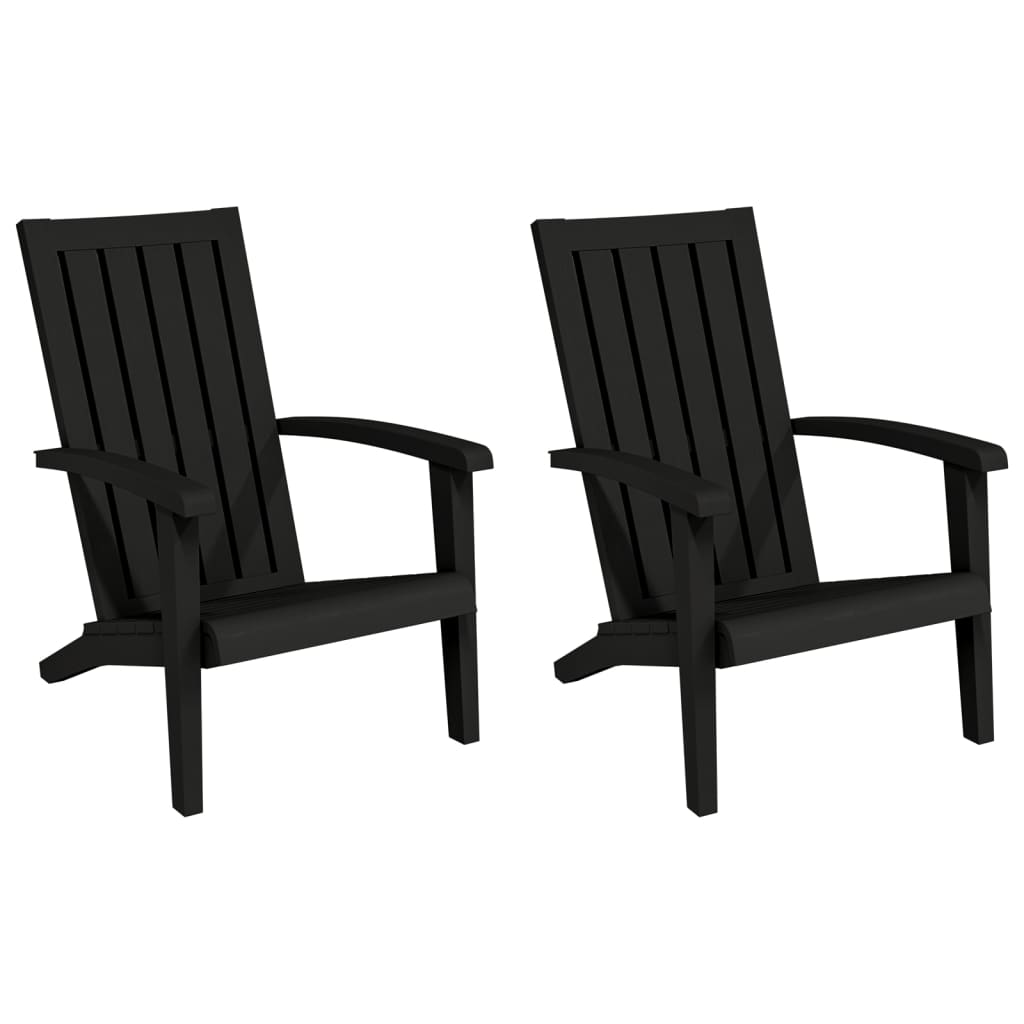 vidaXL Garden Adirondack Chairs 2 pcs Black Polypropylene
