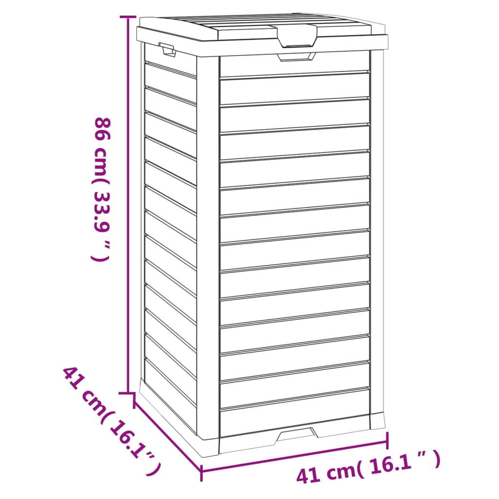 vidaXL Outdoor Garbage Bin Black 41x41x86 cm Polypropylene
