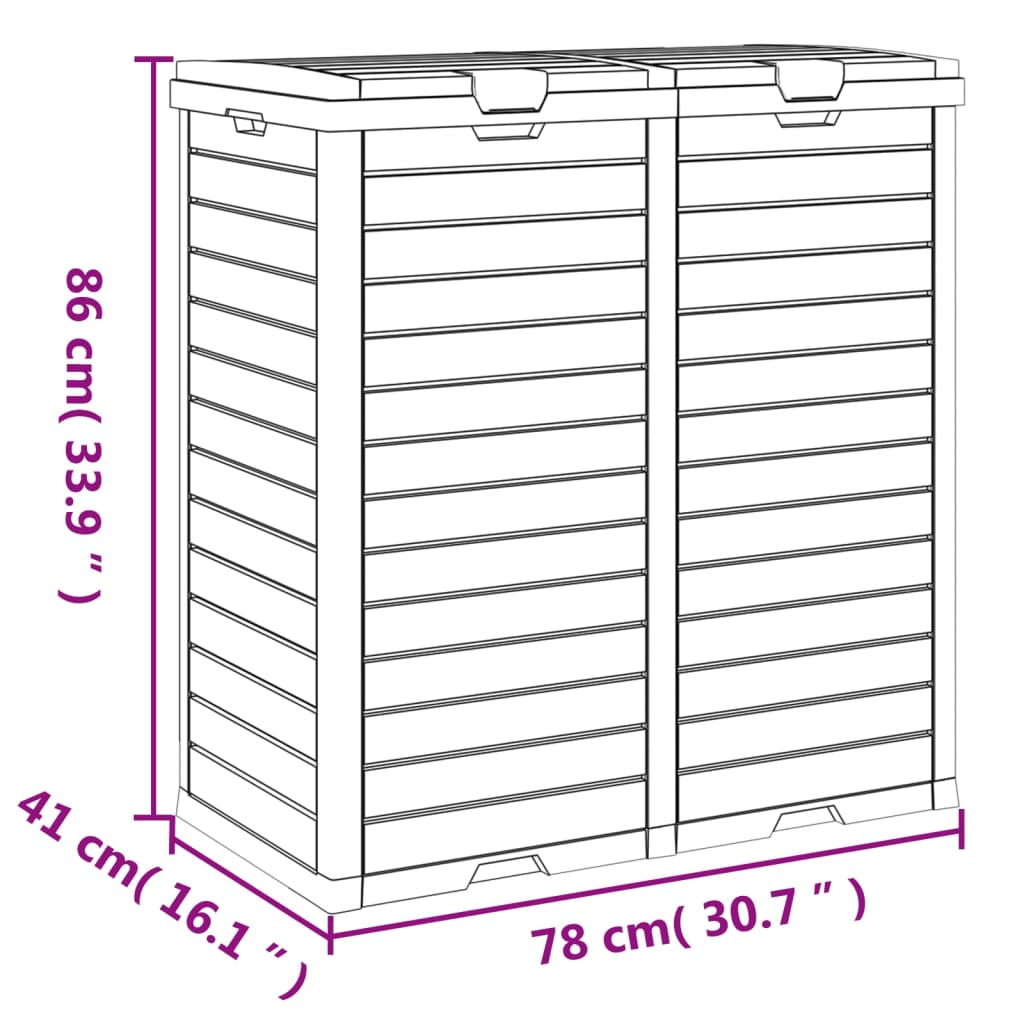 vidaXL Outdoor Garbage Bin Black 78x41x86 cm Polypropylene