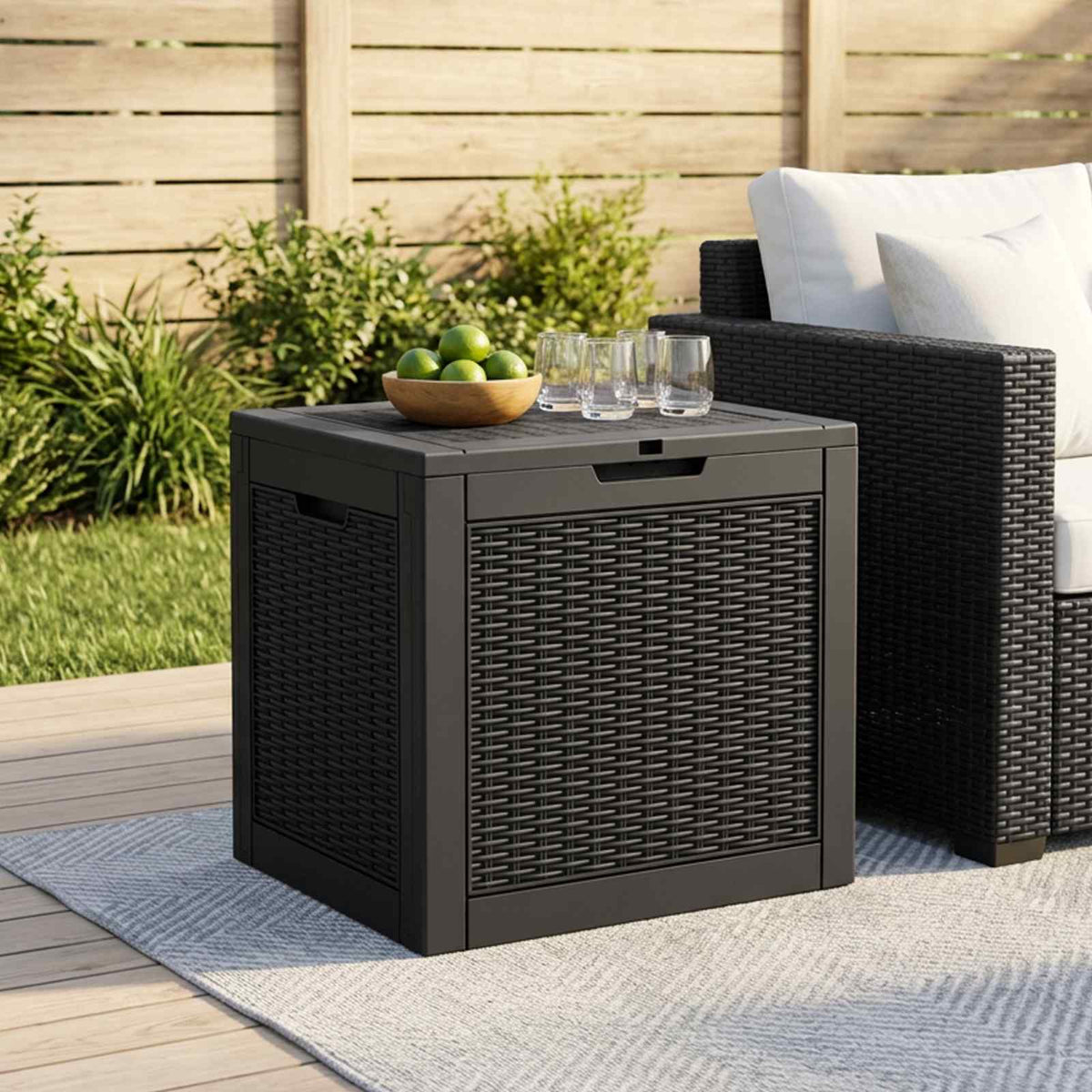 vidaXL Garden Storage Box Black 55,5x43x53 cm Polypropylene