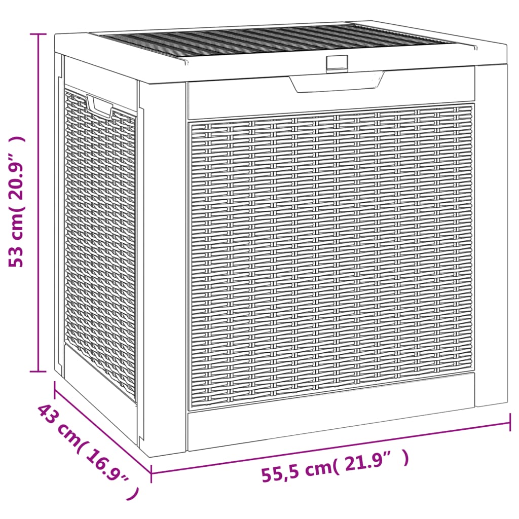 vidaXL Garden Storage Box Light Brown 55.5x43x53 cm Polypropylene