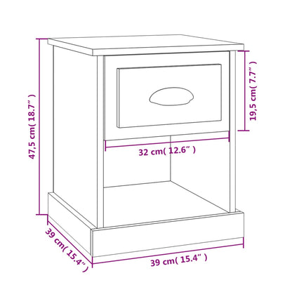 vidaXL Bedside Cabinets 2 pcs Black 39x39x47.5 cm Engineered Wood