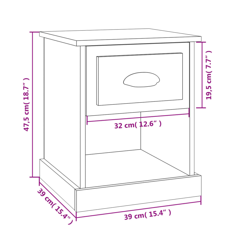 vidaXL Bedside Cabinets 2 pcs Smoked Oak 39x39x47.5 cm Engineered Wood