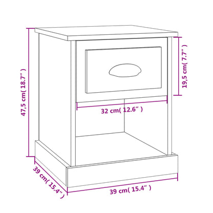 vidaXL Bedside Cabinets 2 pcs Smoked Oak 39x39x47.5 cm Engineered Wood