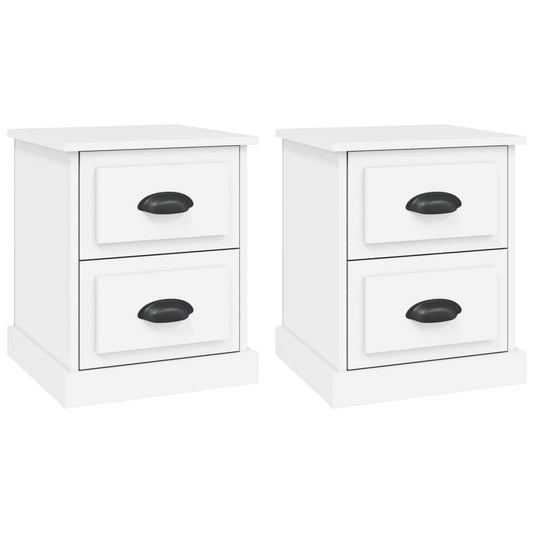 vidaXL Bedside Cabinets 2 pcs White 39x39x47.5 cm Engineered Wood