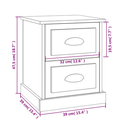 vidaXL Bedside Cabinets 2 pcs Sonoma Oak 39x39x47.5 cm Engineered Wood