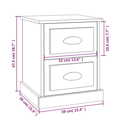 vidaXL Bedside Cabinet Smoked Oak 39x39x47.5 cm Engineered Wood