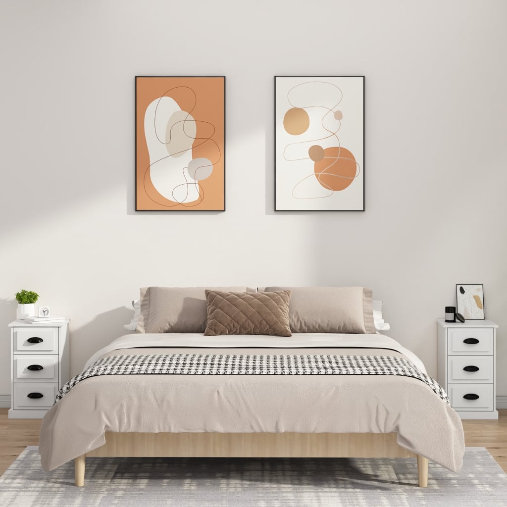 vidaXL Bedside Cabinet White 39x39x67 cm Engineered Wood