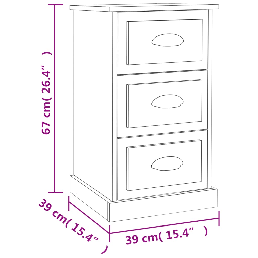 vidaXL Bedside Cabinet White 39x39x67 cm Engineered Wood