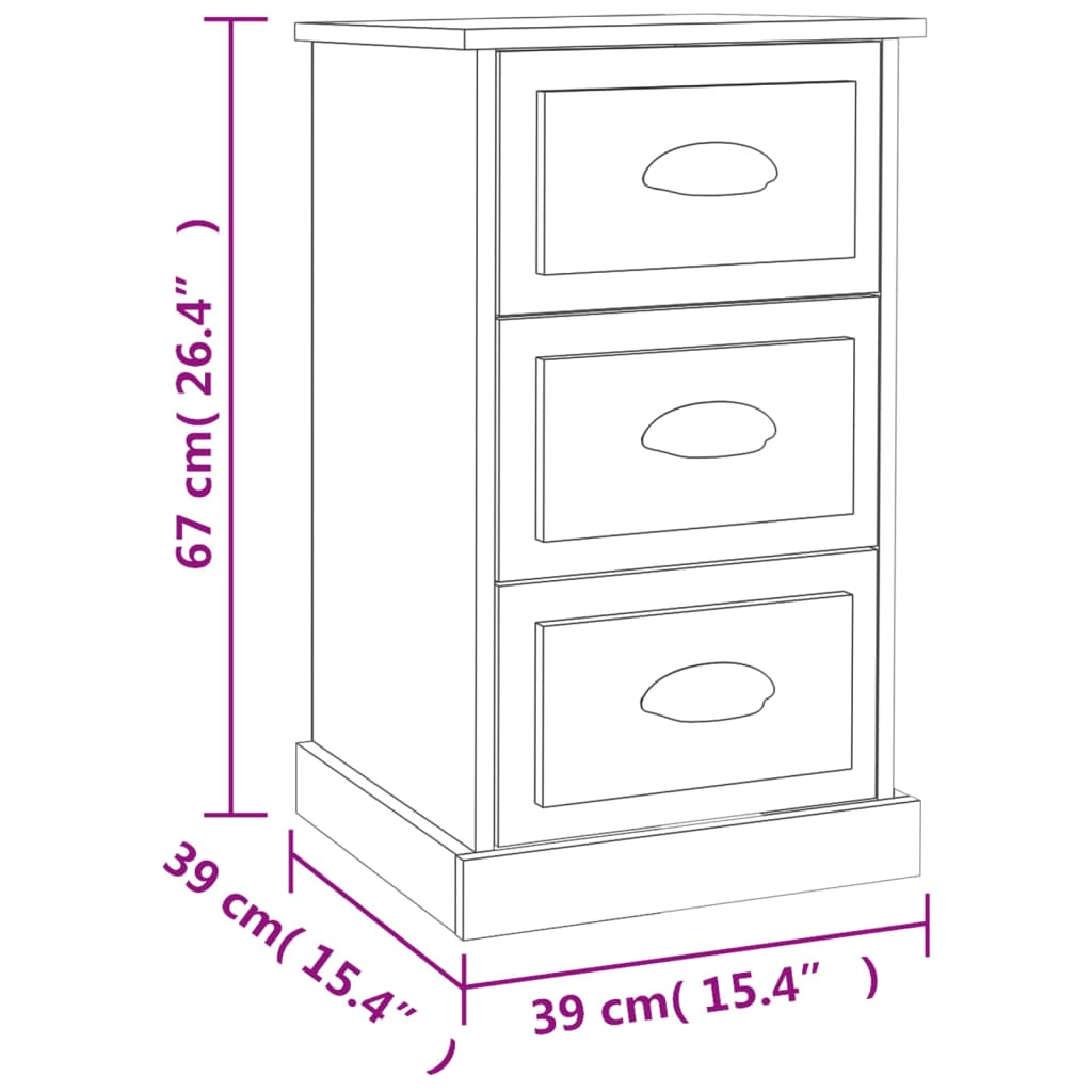 vidaXL Bedside Cabinet Sonoma Oak 39x39x67 cm Engineered Wood
