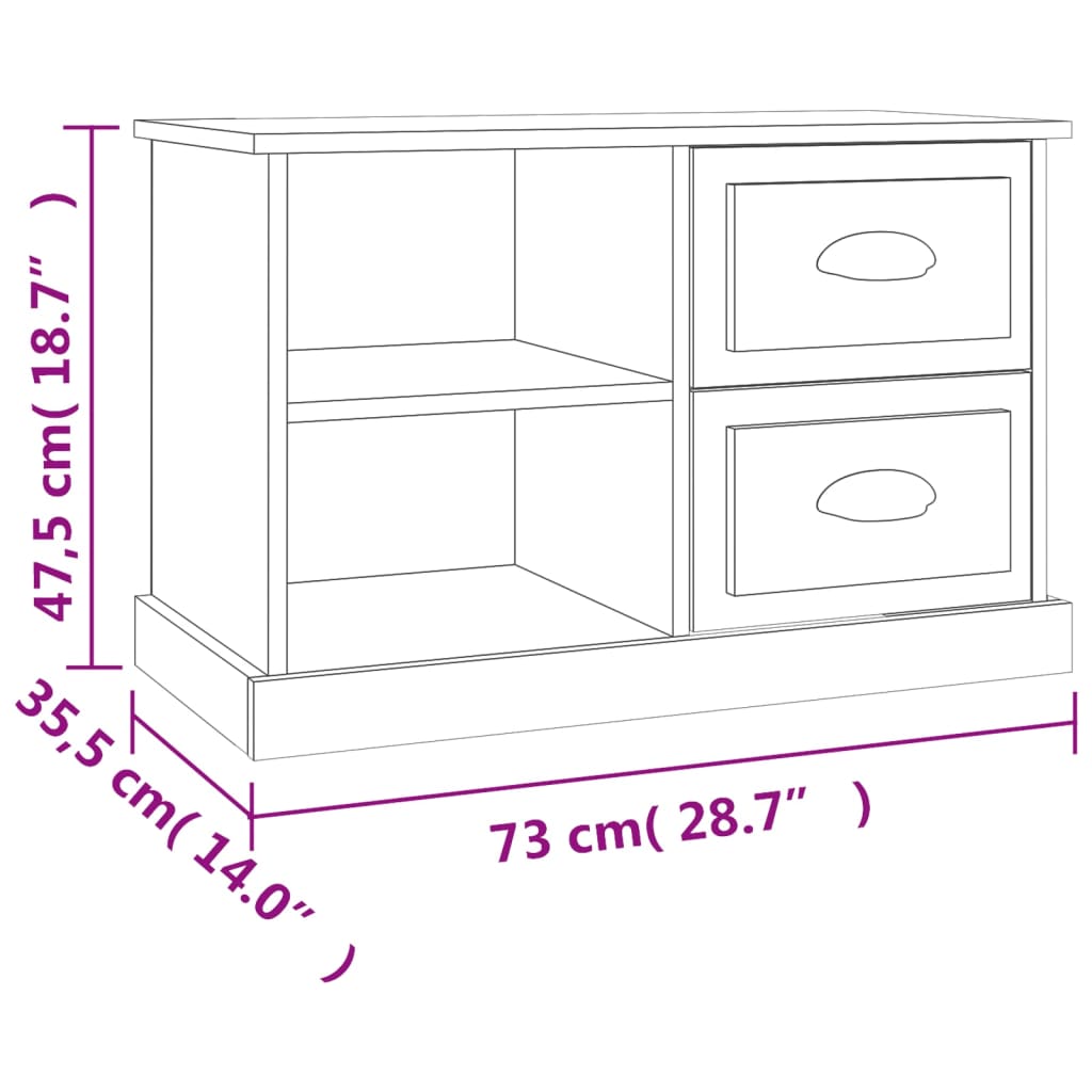 vidaXL TV Cabinet White 73x35,5x47,5 cm Engineered Wood
