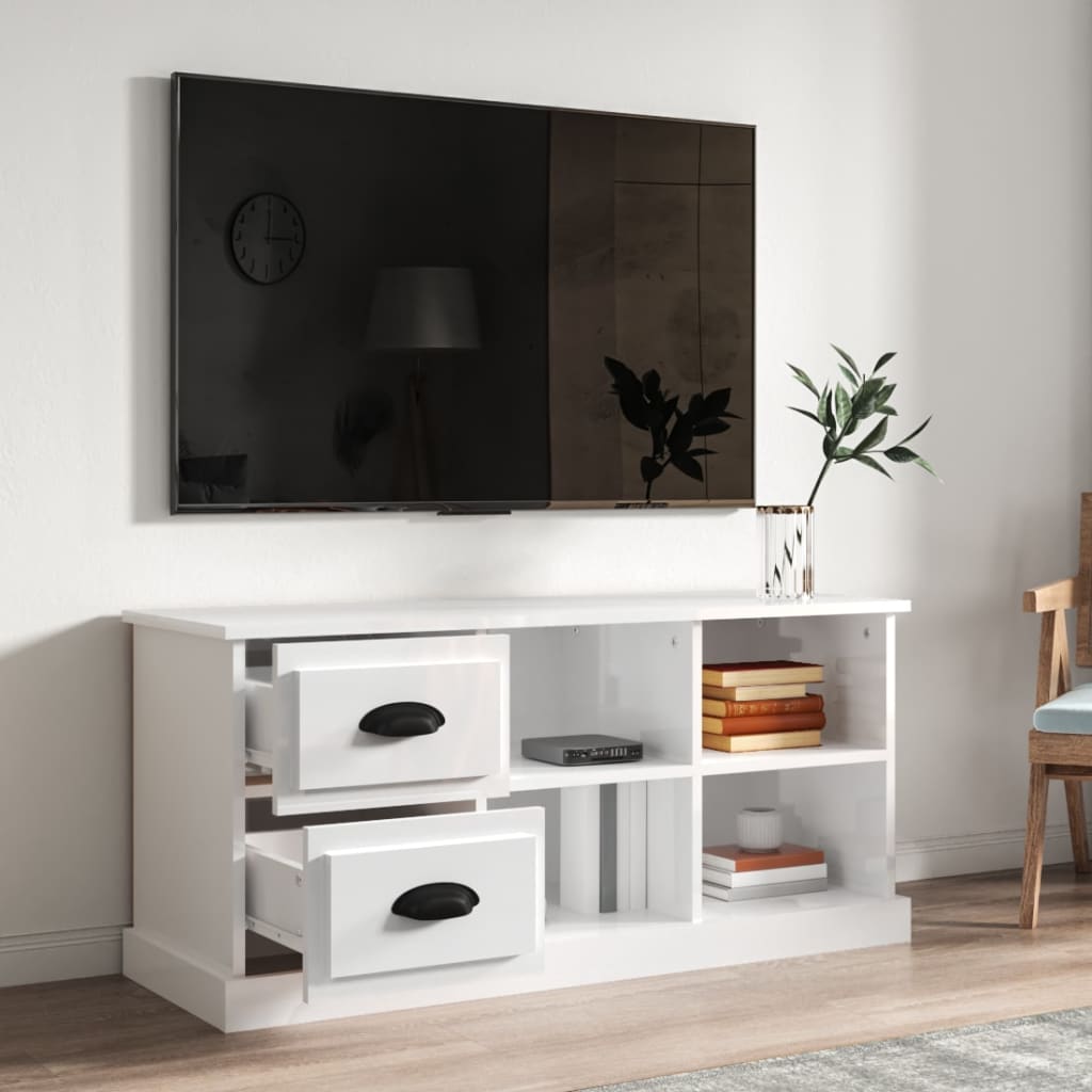 vidaXL TV Cabinet High Gloss White 102x35,5x47,5 cm Engineered Wood
