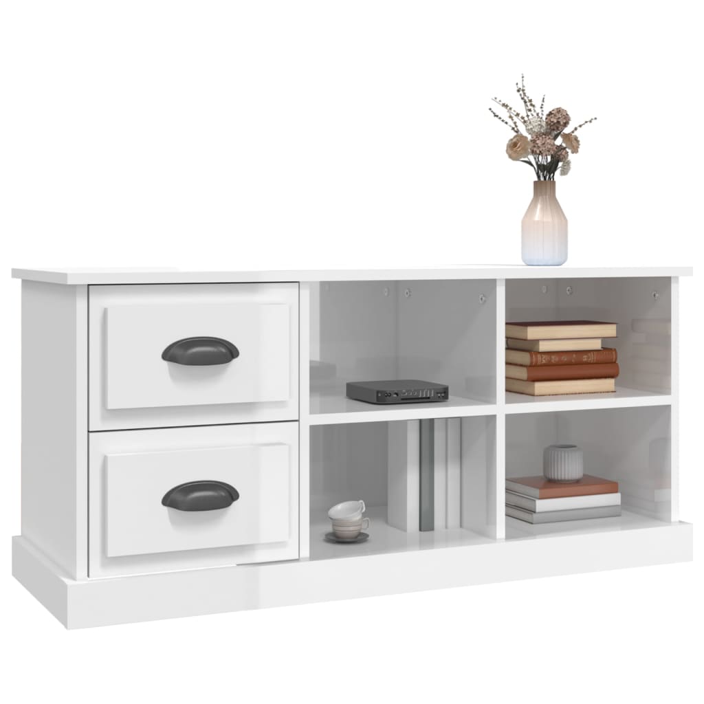 vidaXL TV Cabinet High Gloss White 102x35,5x47,5 cm Engineered Wood