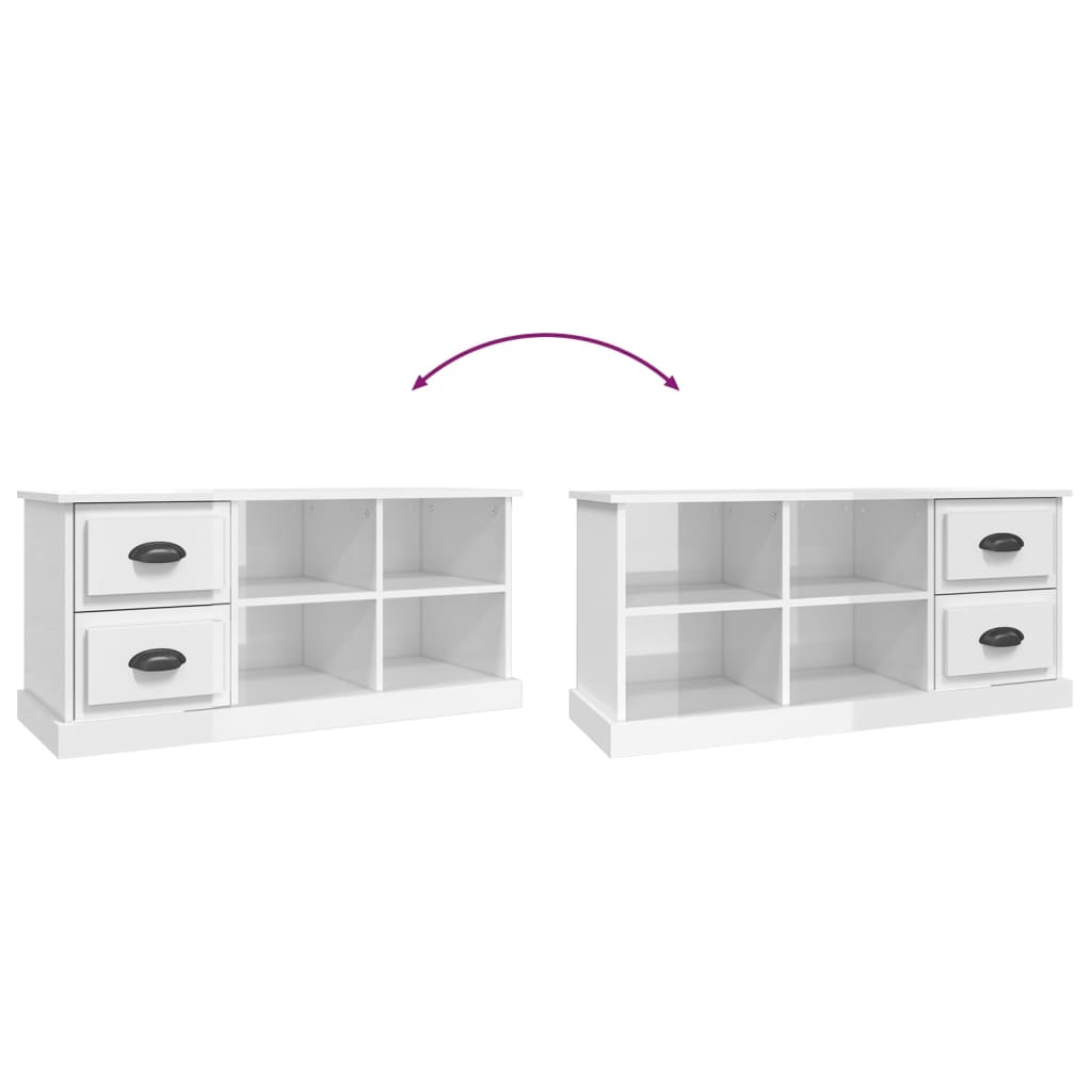 vidaXL TV Cabinet High Gloss White 102x35,5x47,5 cm Engineered Wood