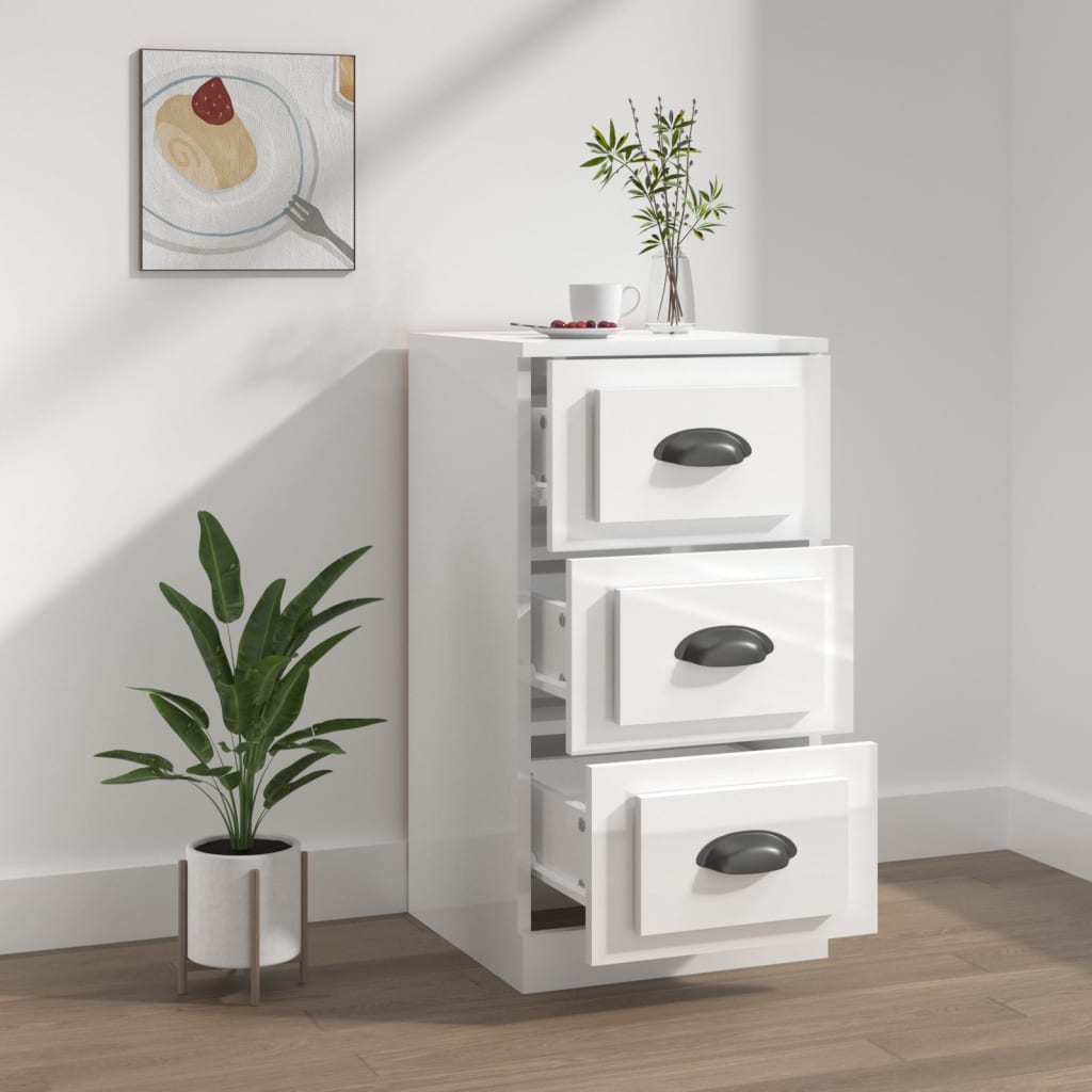 vidaXL Sideboard High Gloss White 36x35,5x67,5 cm Engineered Wood
