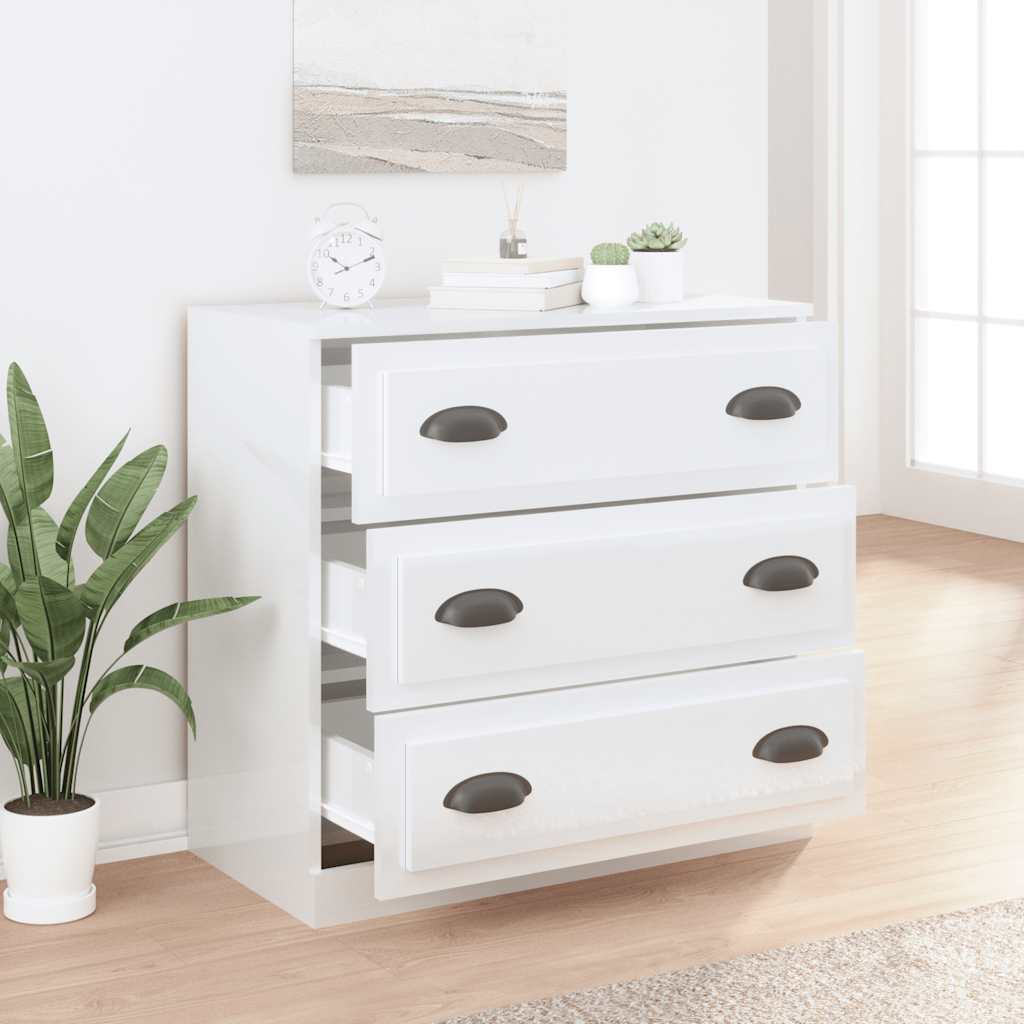 vidaXL Sideboard High Gloss White 70x35,5x67,5 cm Engineered Wood