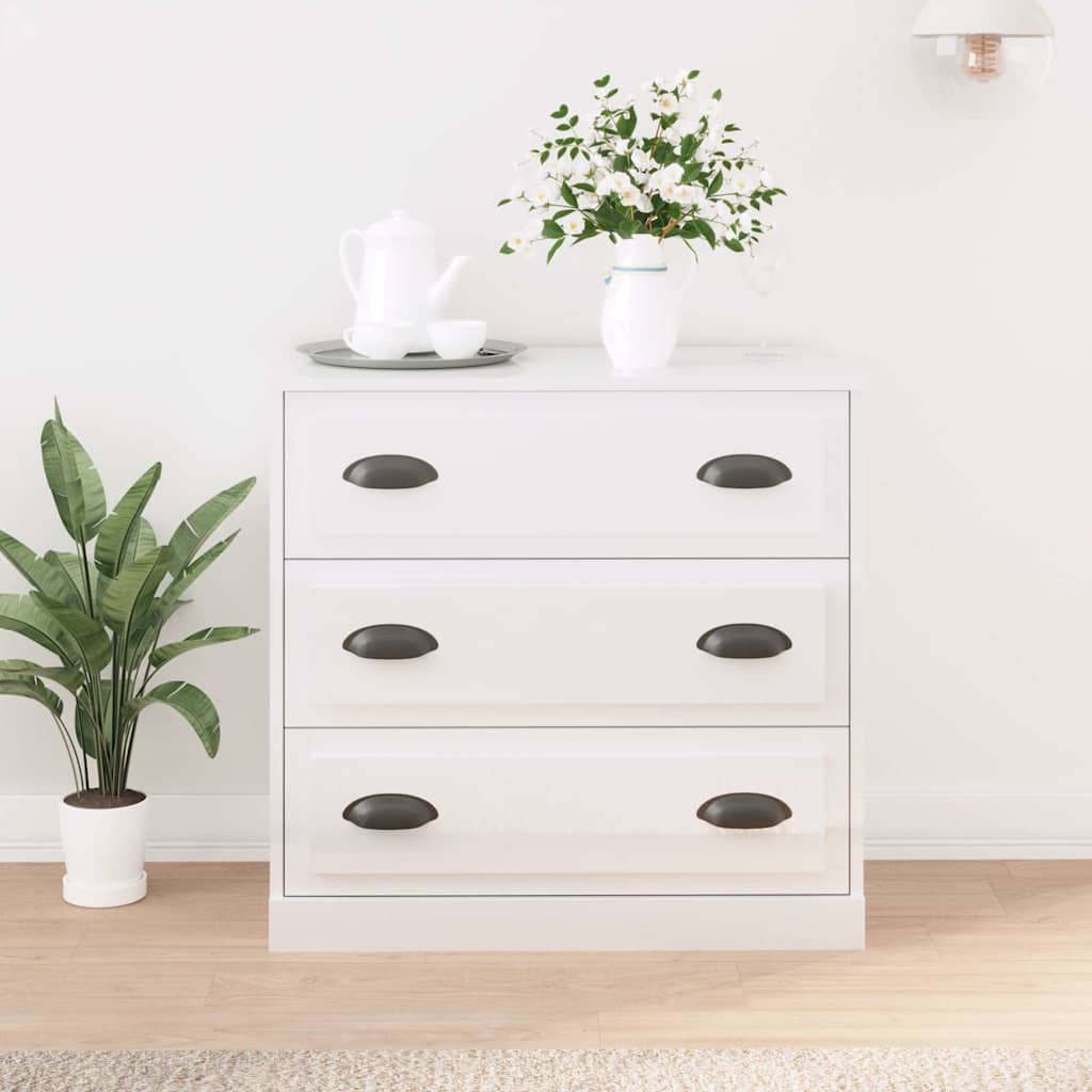 vidaXL Sideboard High Gloss White 70x35,5x67,5 cm Engineered Wood
